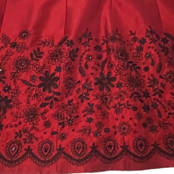 Silk Land Womens Long Sleeve Blazer Jacket Red 12 Christmas Holiday Embroidered - Picture 6 of 10